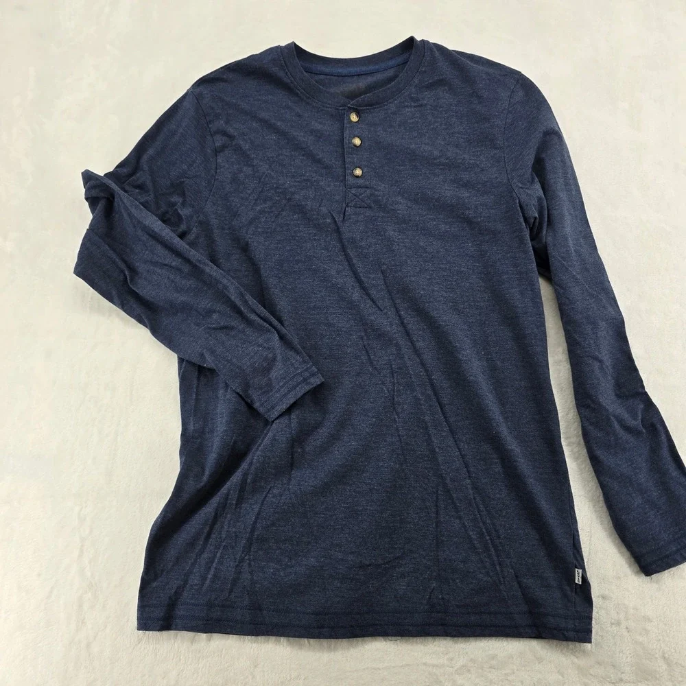 Levi's Henley Mens M Shirt Navy Blue Heather Long Sleeve Three Button